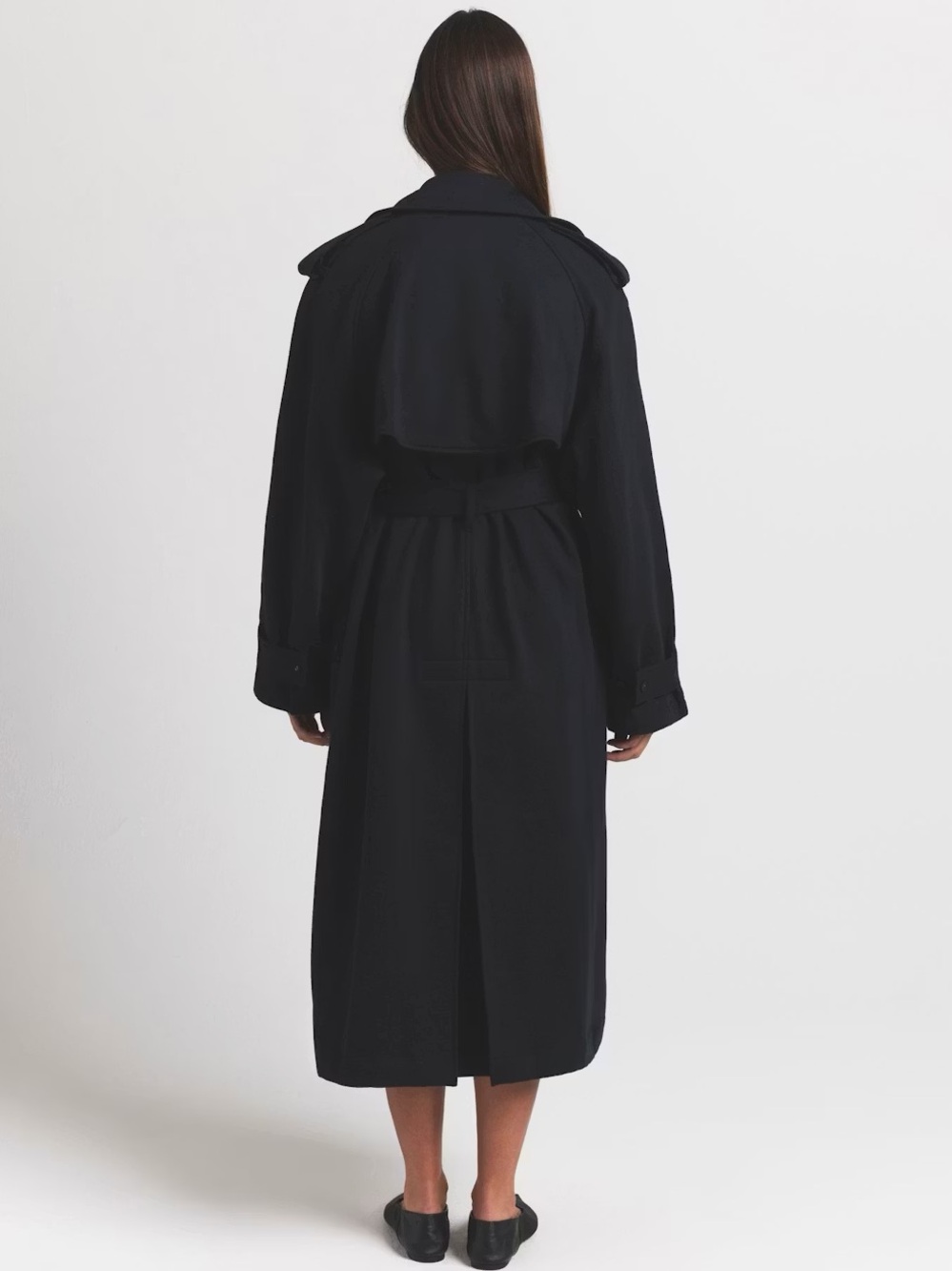 NWT Skims Boyfriend Oversized Trench Coat Onyx Size L - Picture 3 of 7